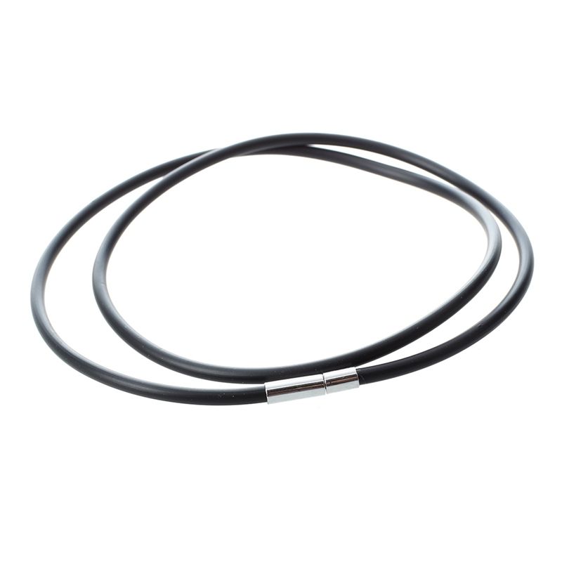 BRADOO- 2 Pcs Black Cord Necklace with Stainless Steel 3Mm 22 Inch & 2Mm 51Cm