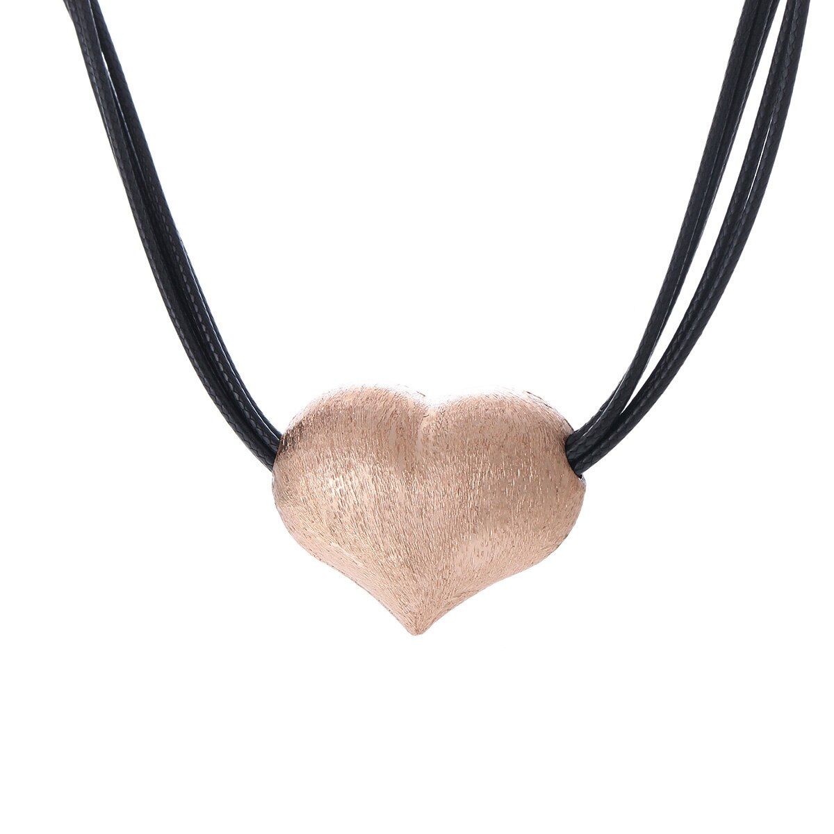 Gold Silvery Love Heart Choker Necklaces for Women Black Braided Leather Sweater Chain Vintage Necklace Jewelry Accessories 2020