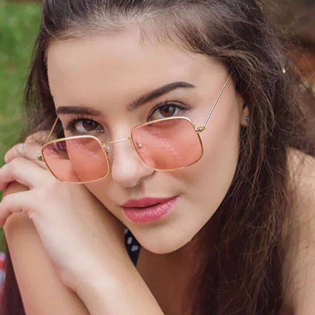 black clearRetro Clear Square Sunglasses Women Men Luxury Brand Designer Sun Glasses for Women Small Hip Hop Sunglasses