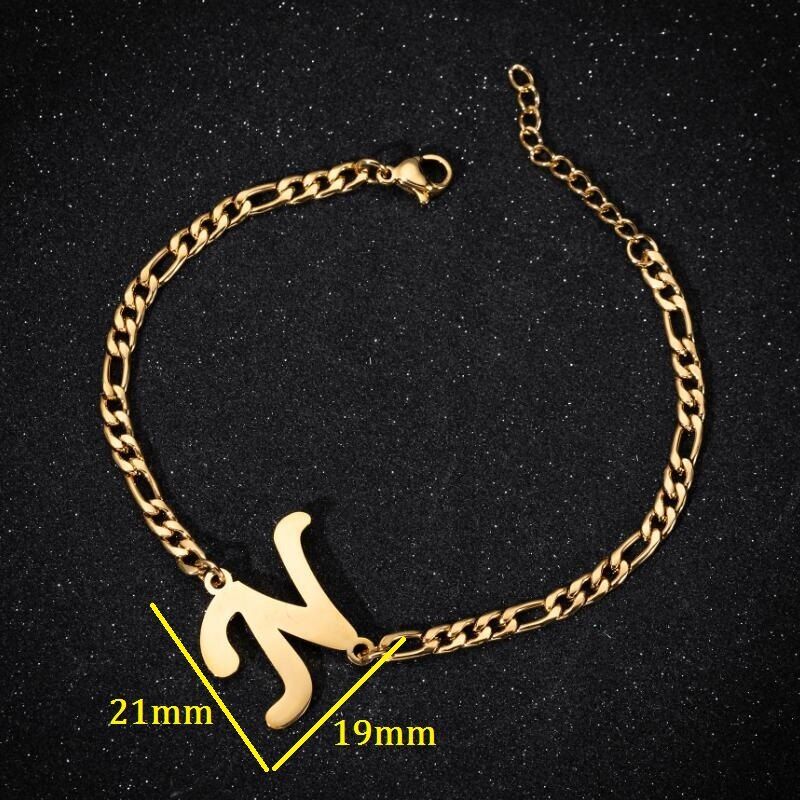 Trendy A-Z Letter Bracelets for Women/Girls Stainless Steel Initial Charm Bracelet Chain English Letter Jewelry Alfabet Gift