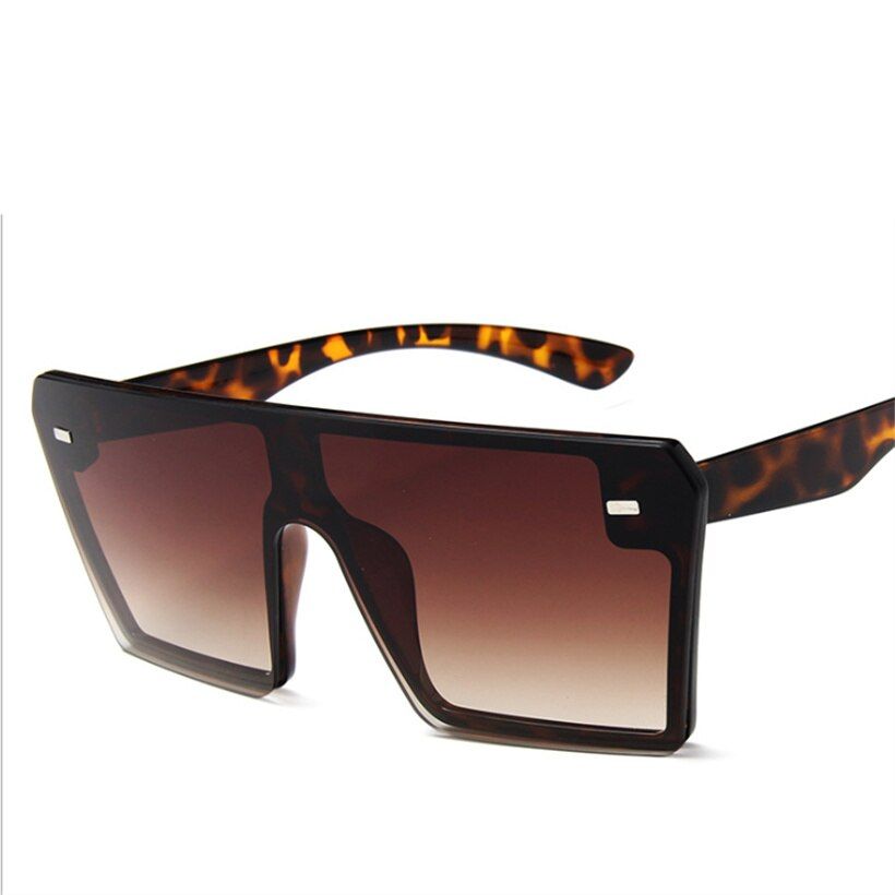 lEOPARD as pictureYOOSKE Brand Oversized Sunglasses Women Men Vintage Gradient Sun Glasses Shades Retro Big Frame Flat Top One Piece Eyewear