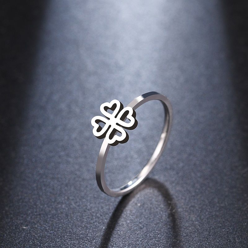 DOTIFI For Women Rings 316L Stainless Steel Lucky Clover Ring Girl Wedding Party Jewelry R321