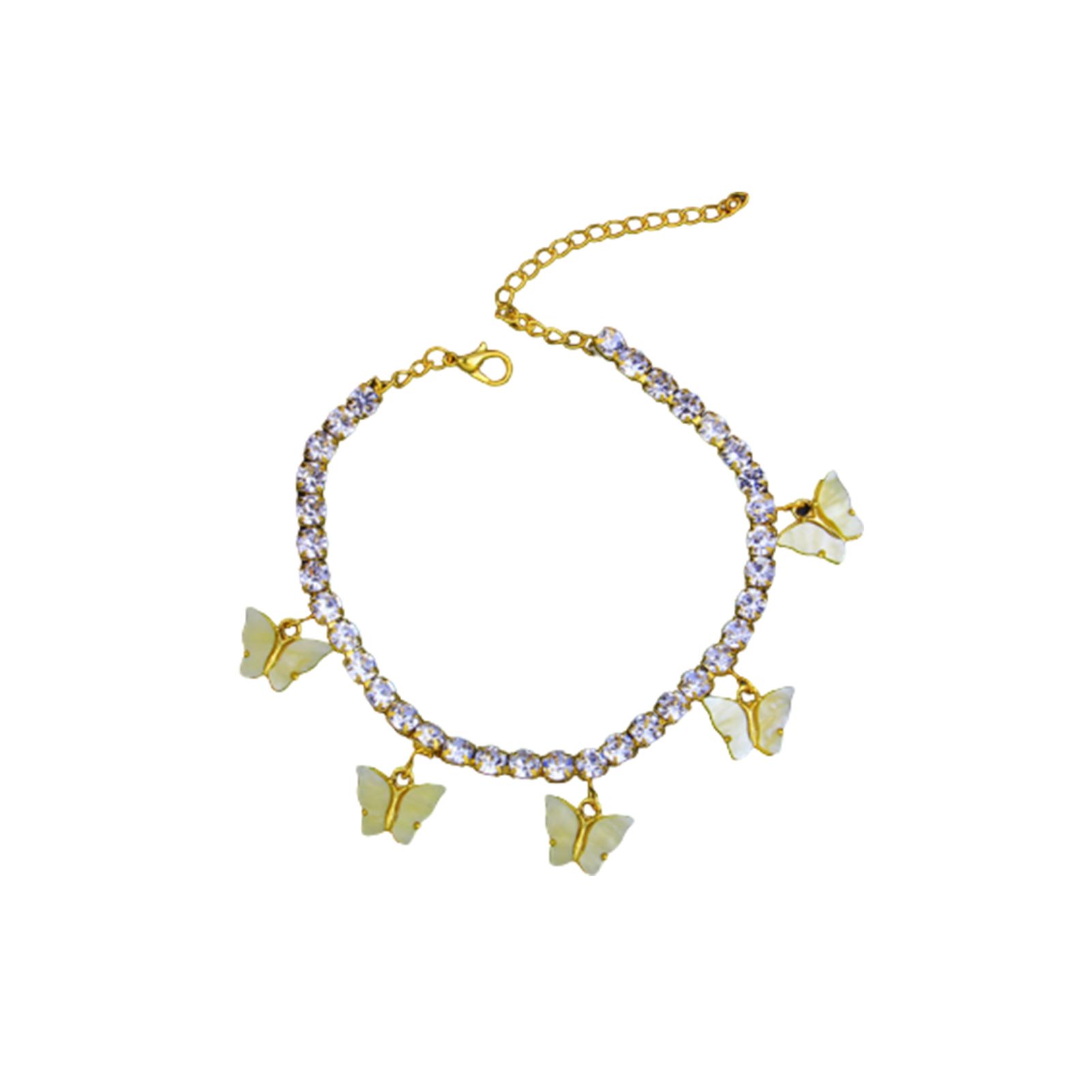 Rhinestone Chain Butterfly Boho Anklet Bracelet Foot Chain Pendant Jewelry Gift