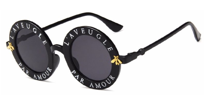 C1Retro Round Sunglasses English Letters Little Bee Sun Glasses Men Women Brand Glasses Designer Fashion Male Female