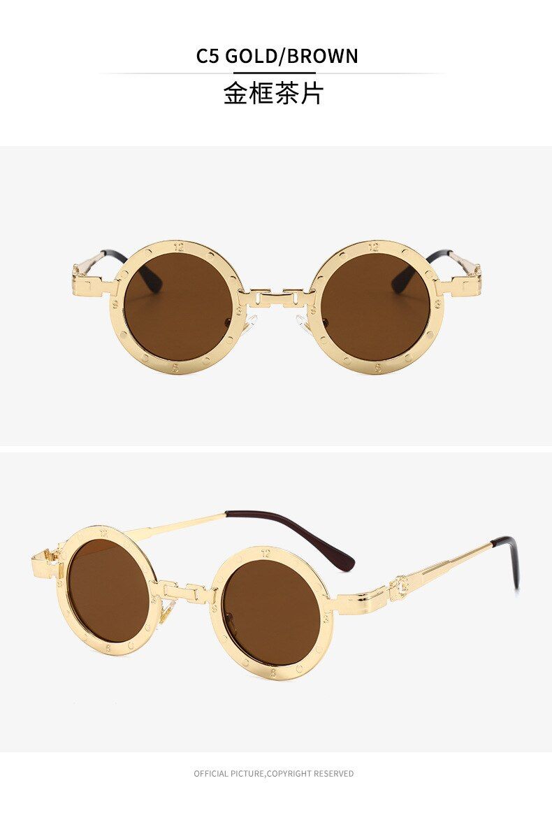 C5 BrownTidien Round Clock Design Sunglasses Women 2020 Luxury Designer Small Vintage Lady Sun glasses Wholesale UV400 Glasses 2519