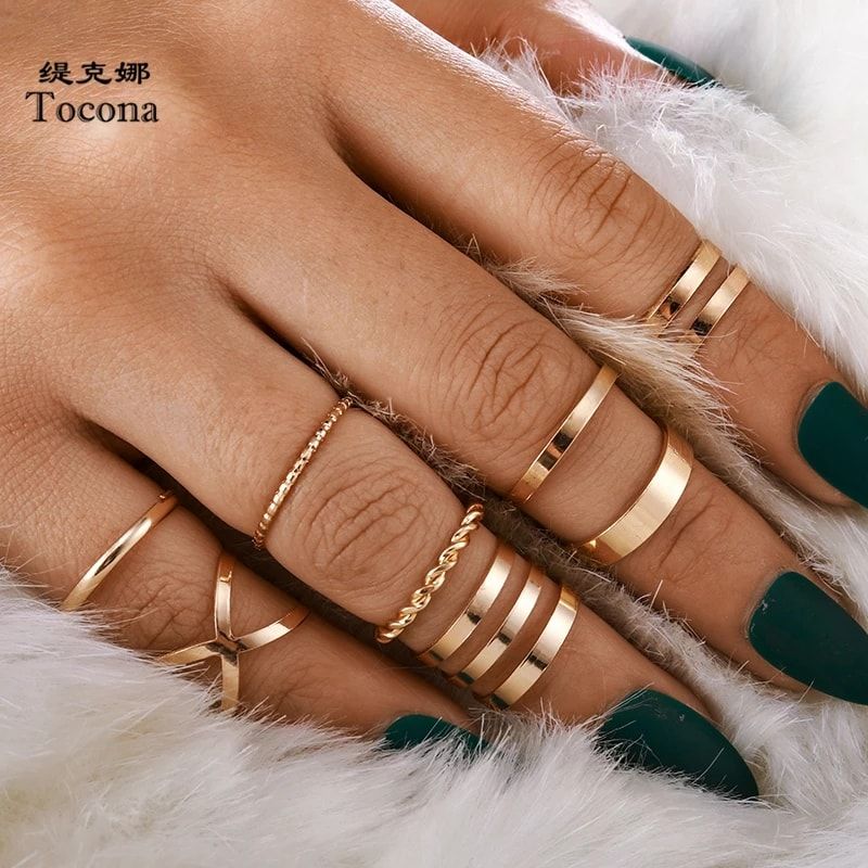 Love Rings Drop 8pcs Women Twist Pearl Pearl Rings Set