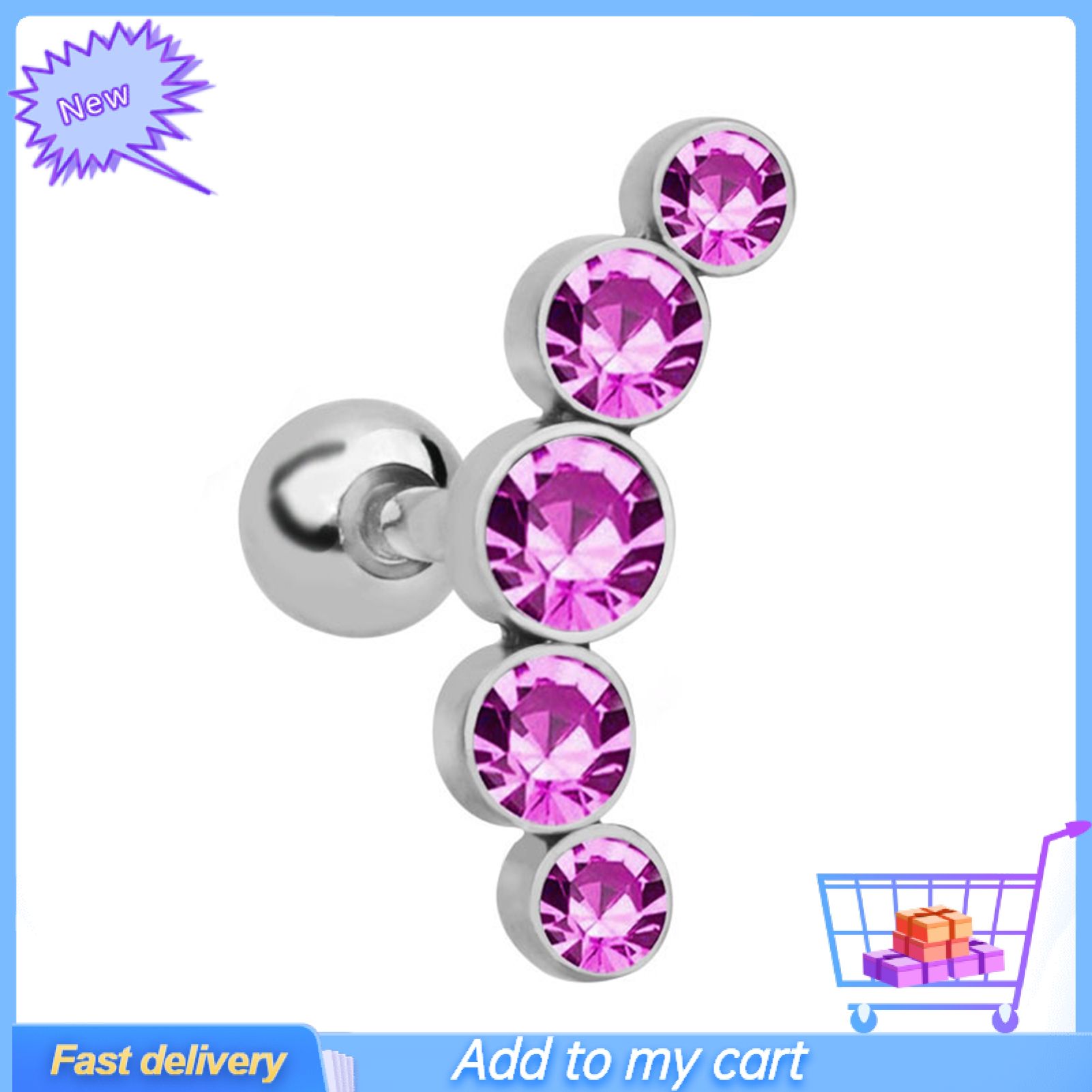 1Pc Women Stainless Steel Cartilage Helix Tragus Ear Stud Piercing Earring Gift