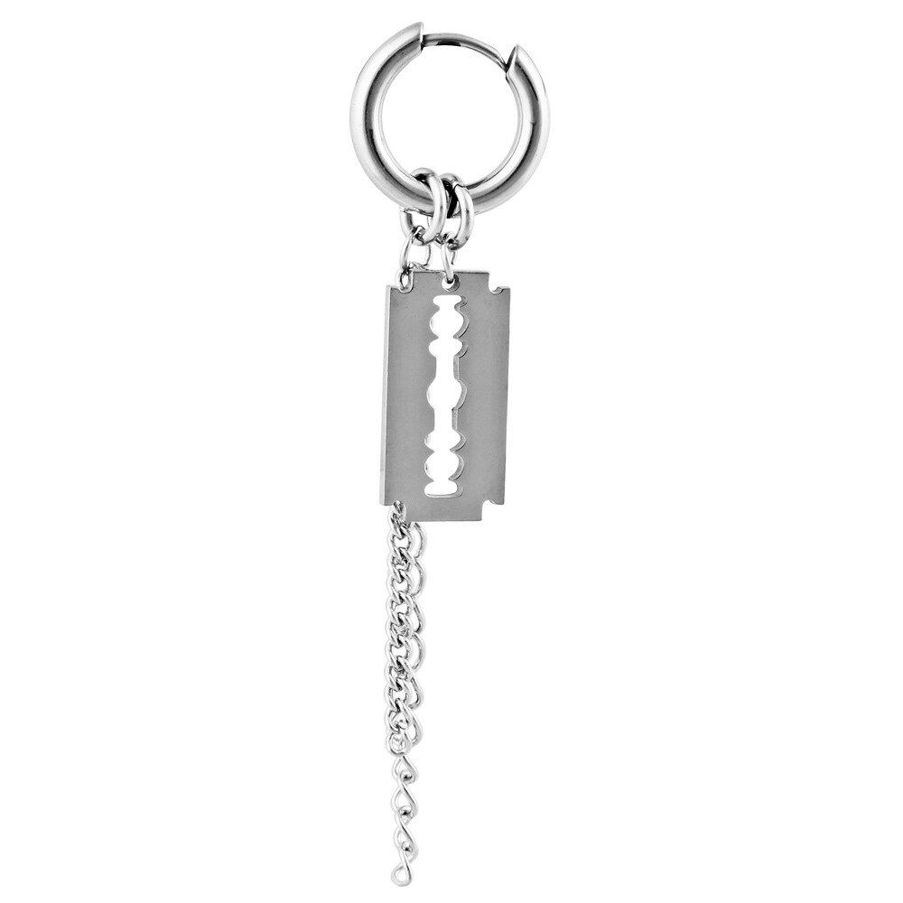 1PCS 2019 Fashion Pop Jewelry Korean Razor Blades Drop Earrings For Women Men Vintage Punk Long Tassel Shaver Geometric Earrings
