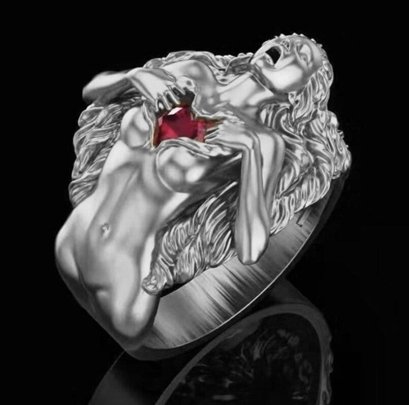 Adam & Eve Love Couple Ring Gold/Silver Color Exaggerated Figure Men and Women Series Ring Fashion Lover Gift Wedding Jewelry