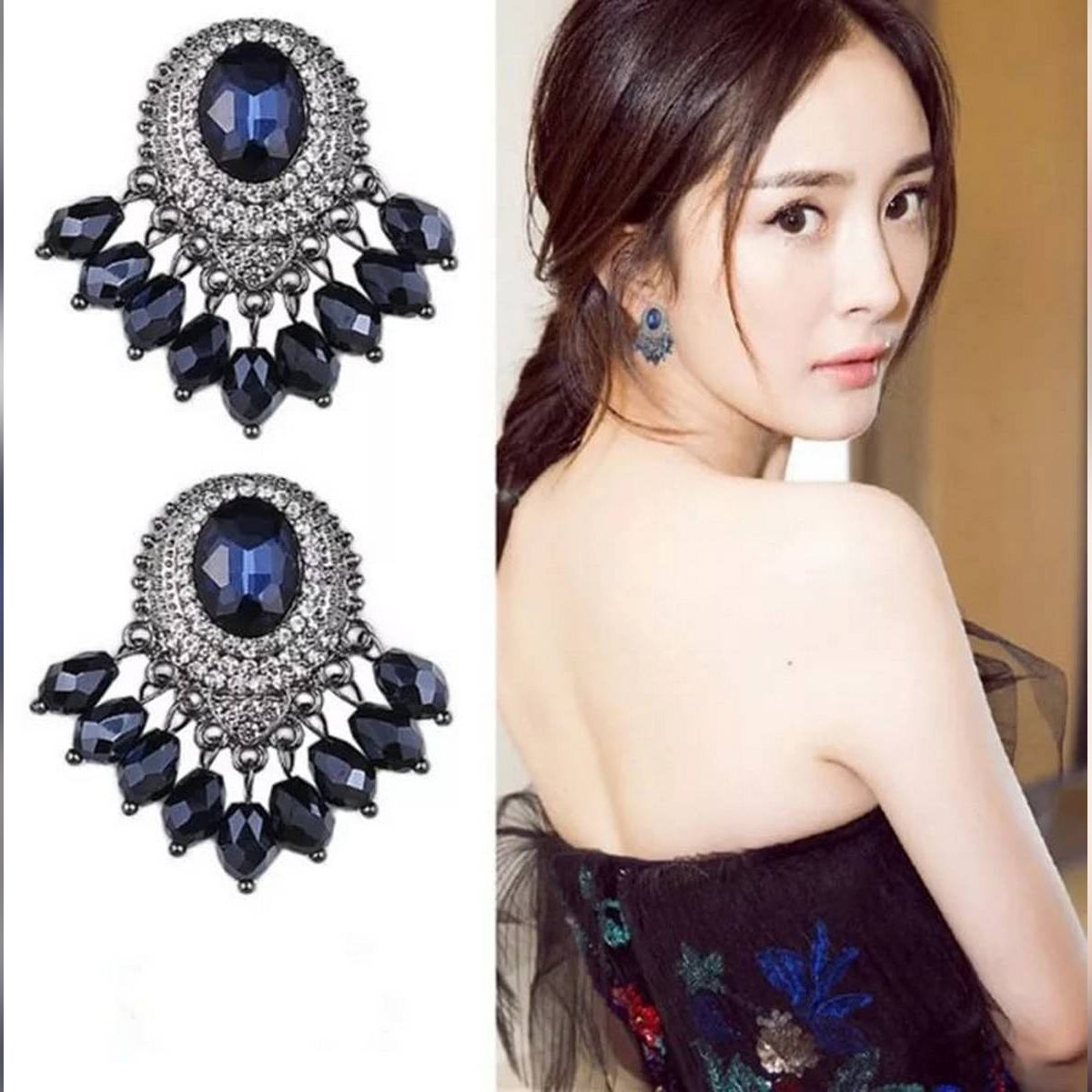 Uncommon blue beads simple trendy fashion earrings for Girl