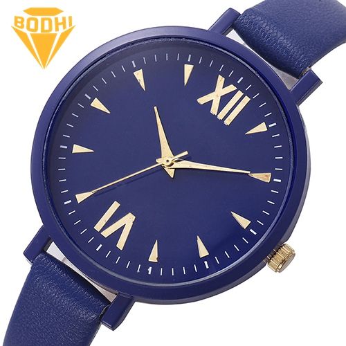 BODHI Women Genev-a Roman Numerals Slim Faux Leather Band Analog Quartz Wrist Watch