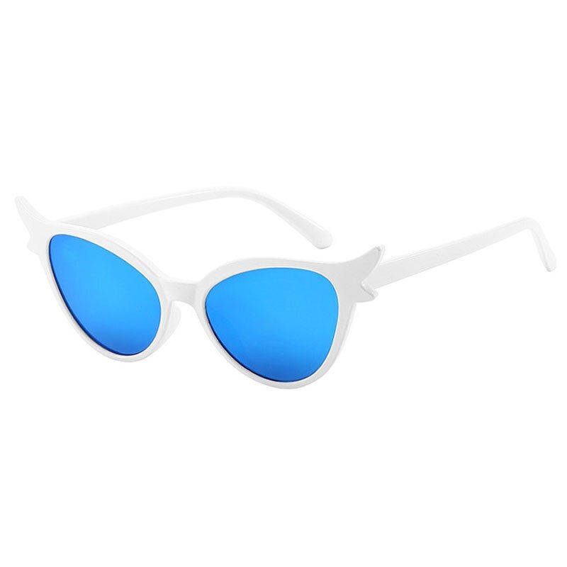 Classic Retro Rice Nail Color Film Sunglasses European And American Trend Half-Frame Metal Reflective Sunglasses  Pетро-white blue-as picture