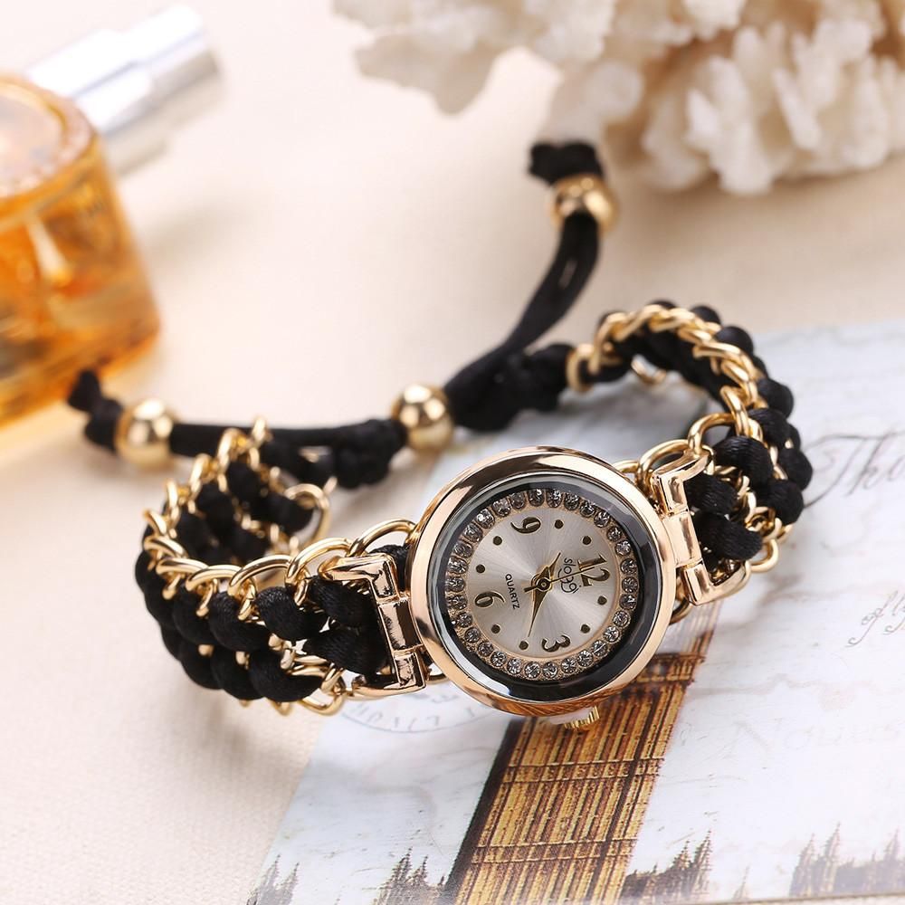 Women's Knitting Analog Twisted Chain Strap QUARTZ Wristwatch-Intl
