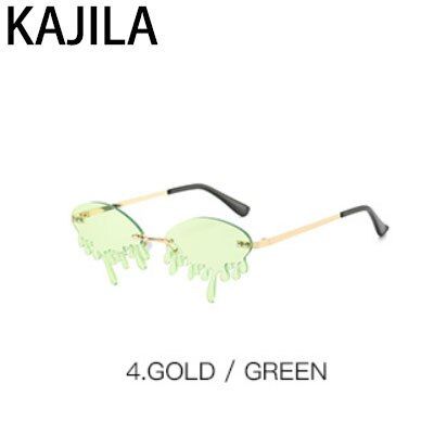 GreenRimless Cat Eye Sunglasses Women 2020 Fashion Vintage Unique Tears Shape Sun Glasses Female Shades UV400 Gafas zonnebril dames