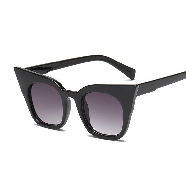 Double GrayBlack Oversized Cat Eye Sunglasses Women Vintage Retro Ladies Luxury Brand Designer Sun Glasses Female Color Mirror Oculos