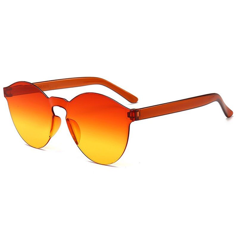 C14Retro Round Sunglasses Women 2020 Rimless Frame Lens Candy Color Sunglasses Love Shaped Red Pink Yellow Shades Eyewear
