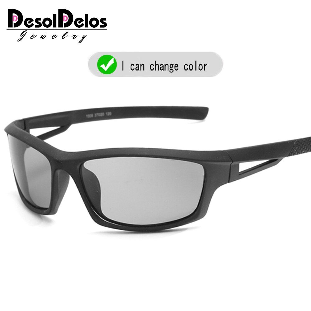 B1008 sand black2021 Photochromic Polarized Sunglasses Men Driving Day and Night Vision Goggles Discolor Sun Glasses Eyeglasses DD