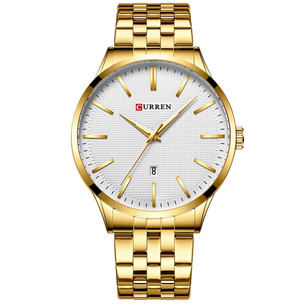 CURREN 8364 Gold Stainless Steel Analog Watch For Men - Gold & White
