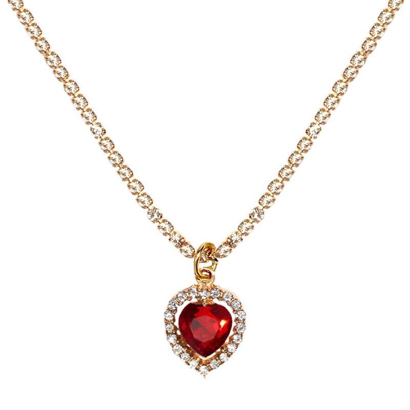 Flatfoosie Fashion Heart Crystal Pendant Necklace for Women Multicolor Shiny Rhinestone Necklace 2020 New Charm Jewelry Gift