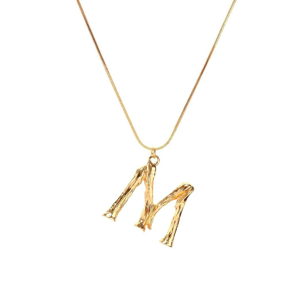 JShine A-Z Big Letters Script Name Initial Alphabet Pendant Necklace Luxury Exaggerated Metal Letter Gold Chain Charm Necklace