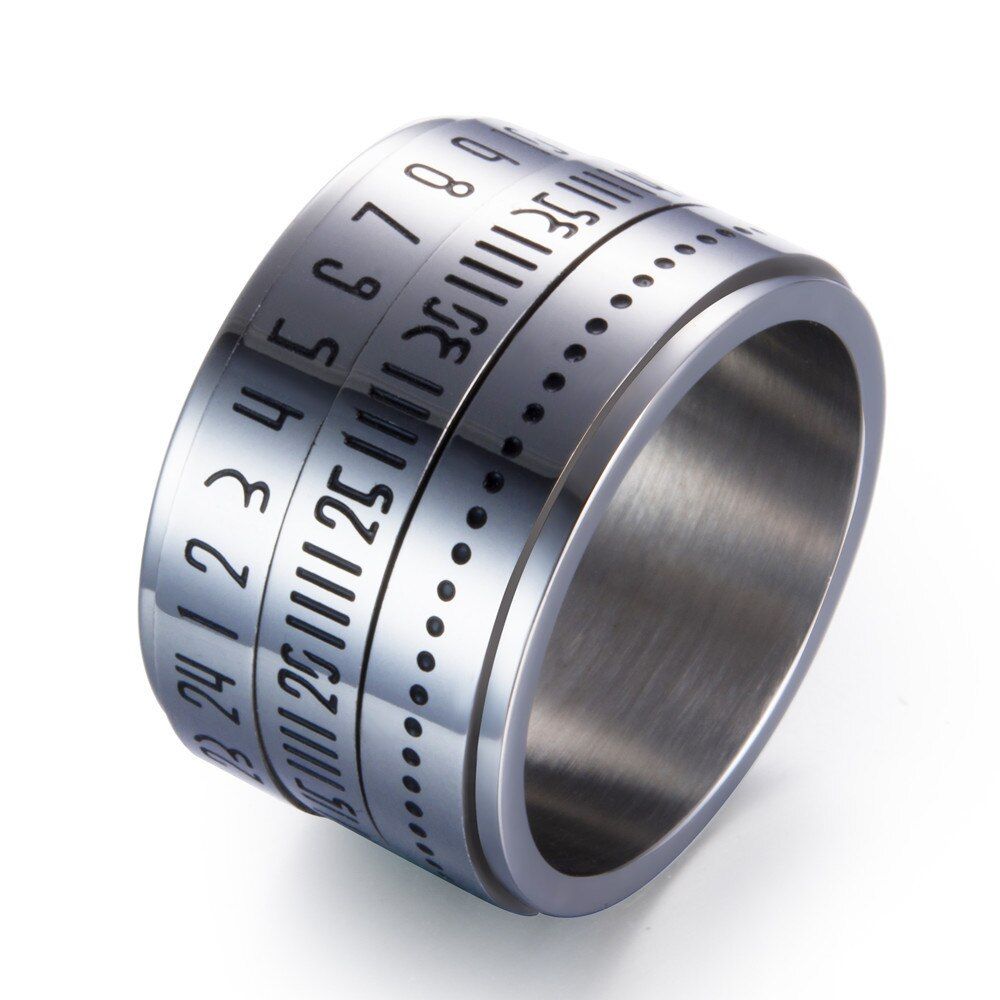 Wide Ring Titanium Steel Rotating Male Ring Letter Watch Vibrating Tide Person Clock Personality Couple