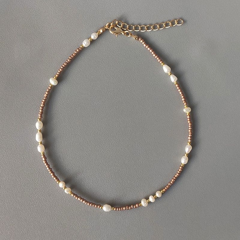 women exquisite small freshwater pearls necklace handmade adjustable beaded choker fashion bohemian jewelry gifts wholesale