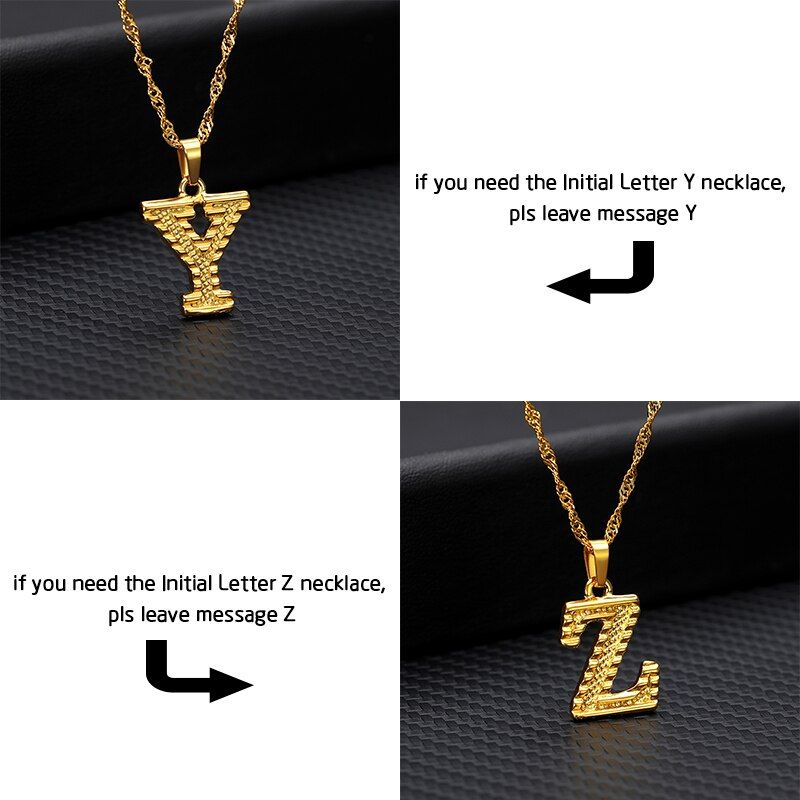 Initial Letter Necklace For Women Stainless Steel A-Z Alphabet Pendant Necklace Jewelry Christmas Gifts Bijoux Femme