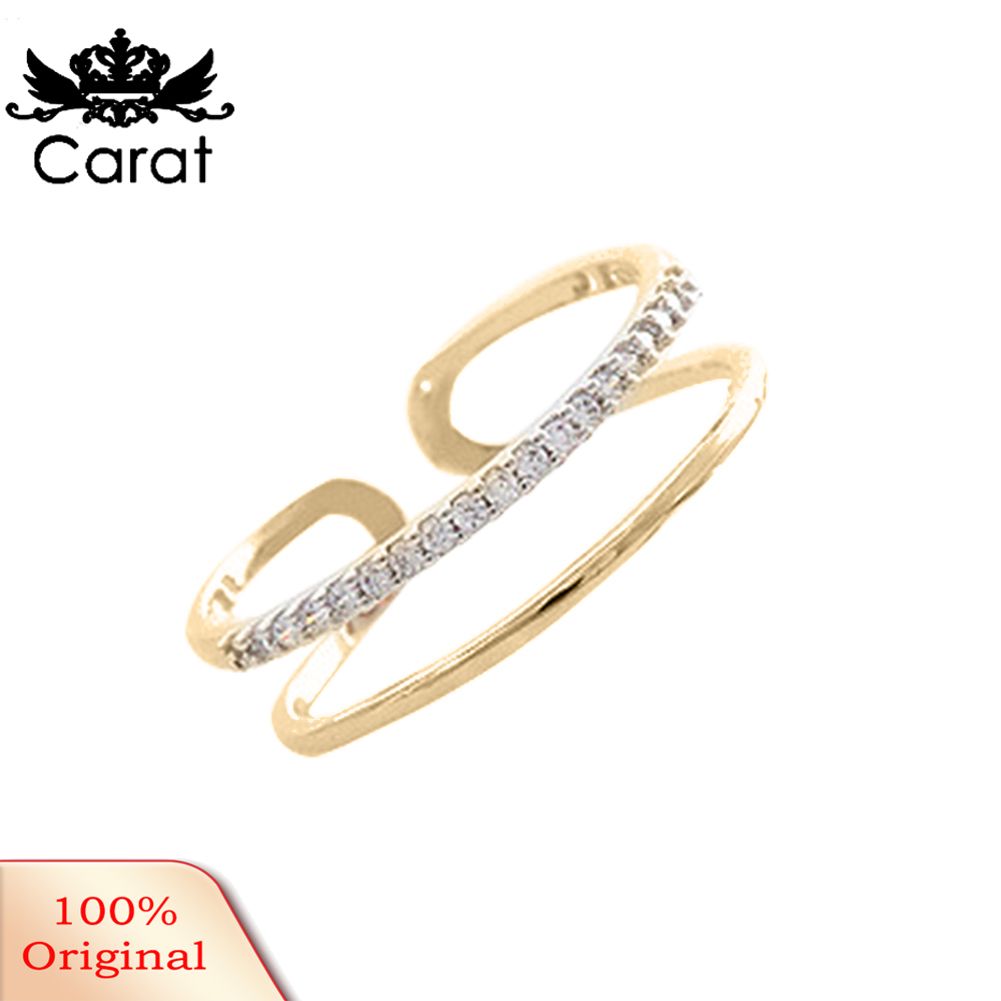 Fashion Women Double Layer Rhinestone Inlaid Open End Finger Ring Jewelry Decor
