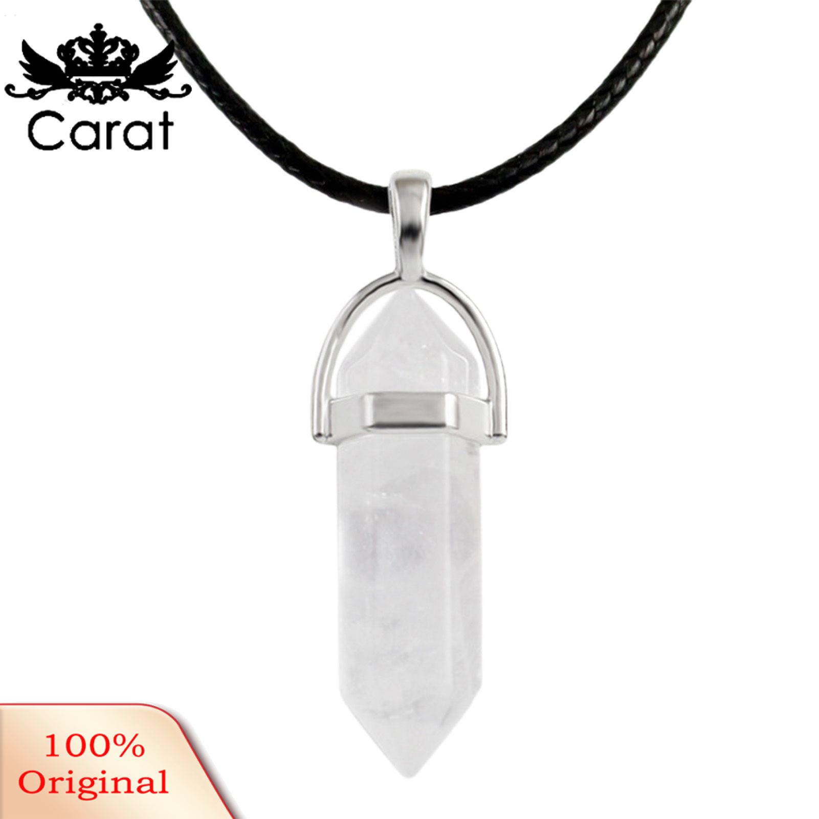 Women Neckle Fine Workmanship Natural Hexagonal Stone Wire Wrapped Pendant Neckle