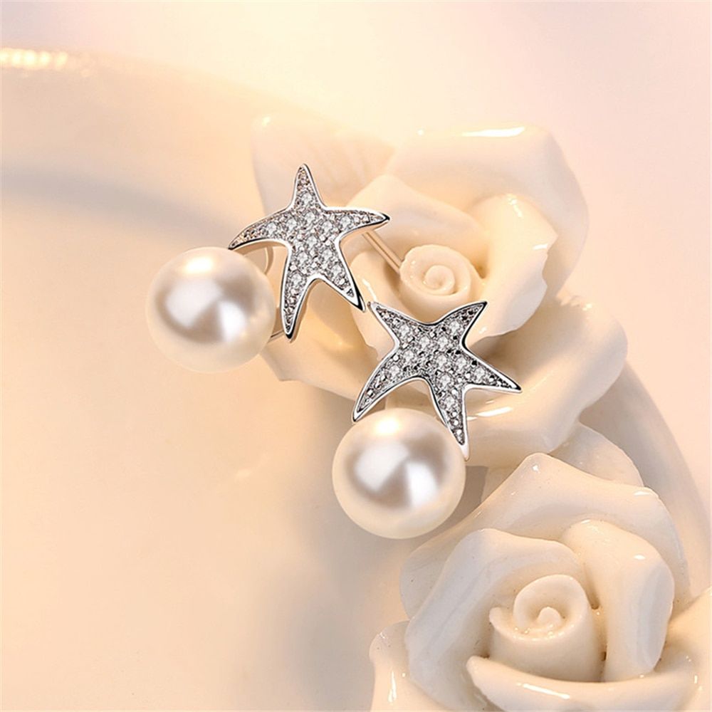 woman jewelry Ladies starfish simple imitation female models fashion Stud Earrings cute 8MM