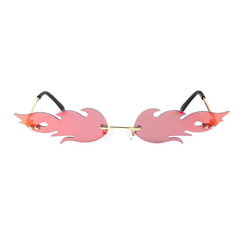 C5New 2019 Fashion Fire Flame Sunglasses Women Men Rimless Wave Sun Glasses Eyewear Luxury Trending Narrow Sunglasses Streetwear