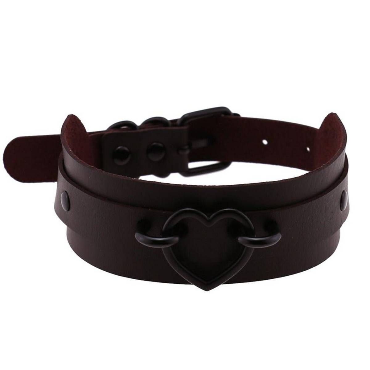 Gothic all black heart choker aesthetic grunge vegan leather collar chokers harajuku emo necklace chocker halloween jewelry