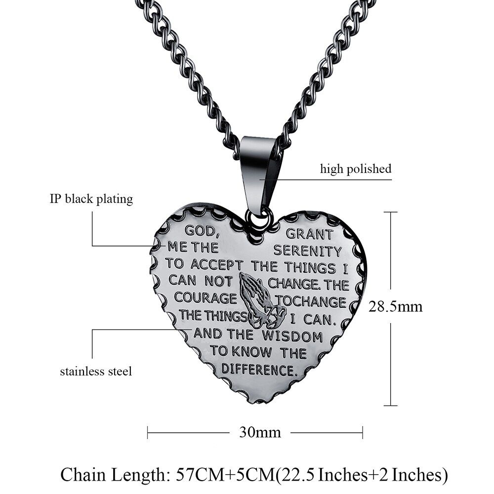 TTVOVO Bible Verse Coin Medal Brand Praying Hands Pendant Necklace for Men Vintage Gold Color Stainless Steel Christian Jewelry