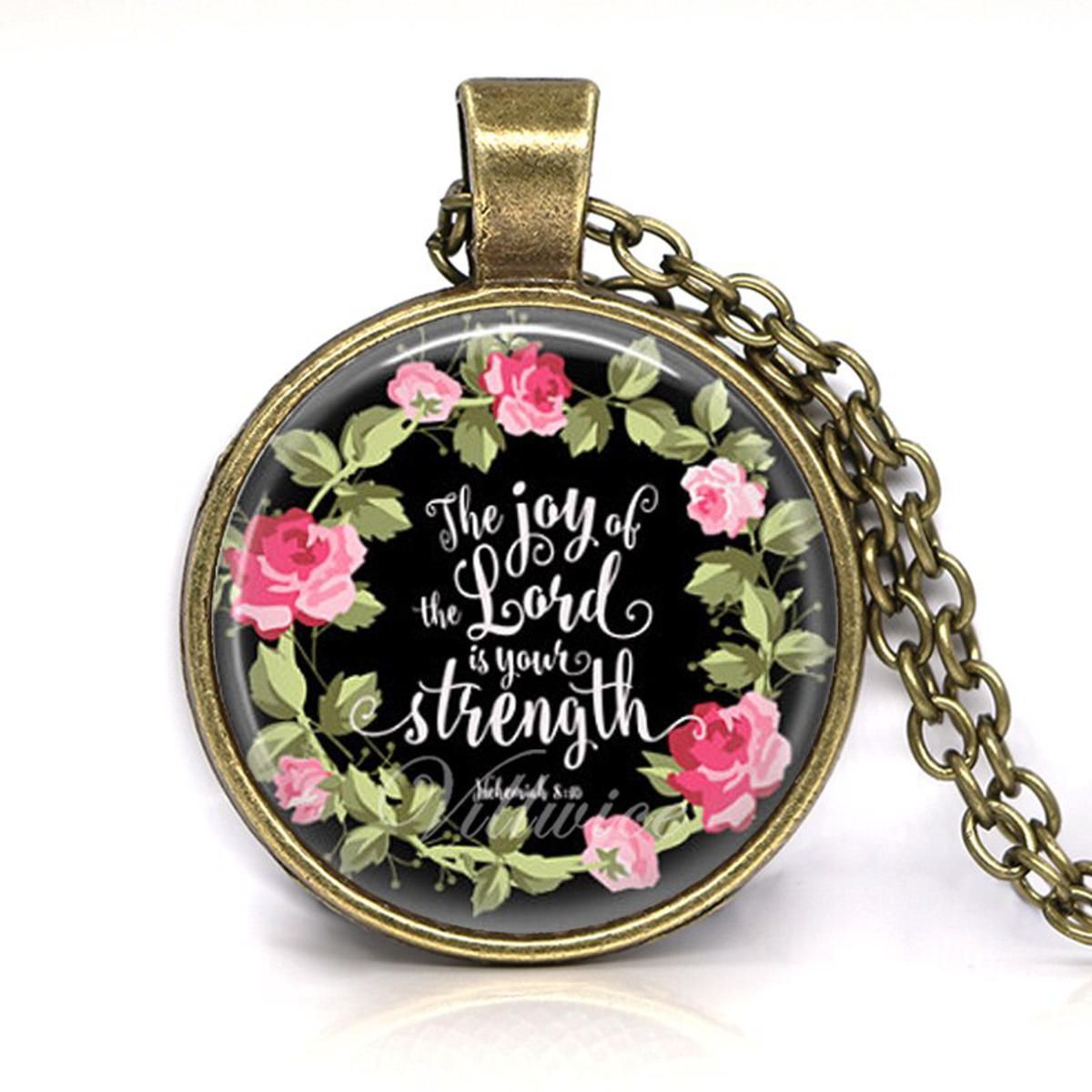VILLWICE bible verse necklace god is in her she will not fall scripture quote jewelry for women men christian faith gifts