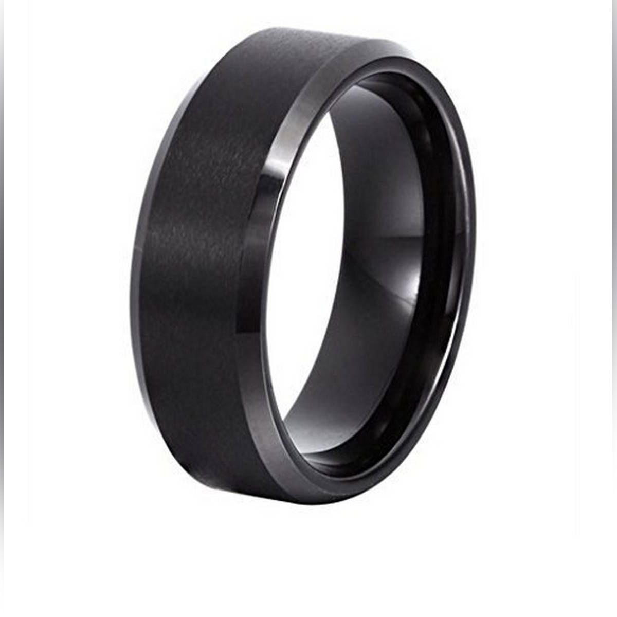 Stainless Steel Black Band Ring