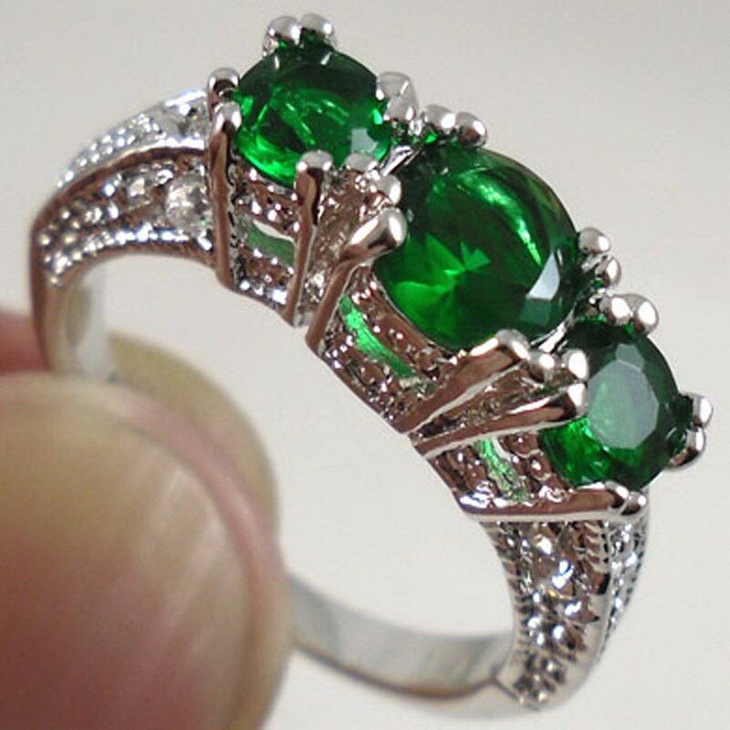 Large Green Stone Ring For Women Wedding Gift Luxury Jewelry  Color Cubic Zirconia Ring Bague Femme Anillos Mujer Z5X873