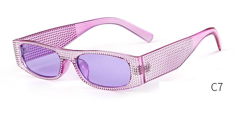 C7SORVINO Vintage Glitter Narrow Rectangle Sunglasses Women Luxury Brand Designer Tint Rectangular Sun Glasses Shades Oculos SP86
