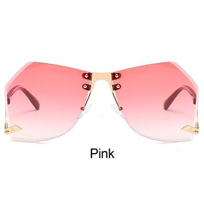 Pink GoldRalferty Irregular Rimless Sunglasses Women Gradient Sun Glasses UV400 Female Oversized Sunglass Eyewear Black Shades R66124