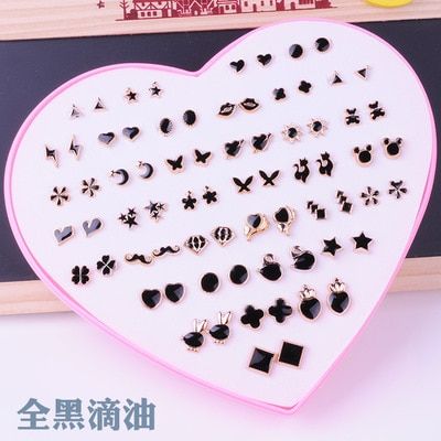 Multicolor Cryatal 36 Pairs Cartoon Hypoallergenic Plastic Stud Earrings Set For Women Girl Wedding Gifts