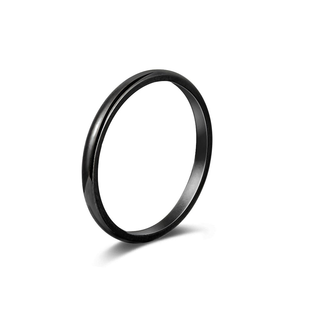 Simple Design 2mm Thin Stackable Ring Punk Stainless Steel Plain Band Party Jewelry for Women Girl Size 3-10 Fashion