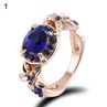 Women Artificial Retro Sapphire Ruby Rhinestones Wedding Engagement Ring Jewelry