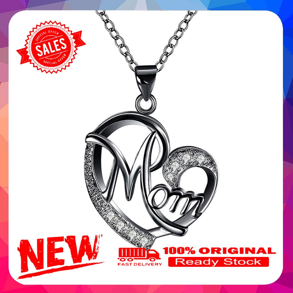 English Mom Hollow Heart Pendant Necklace Jewelry Mother's Day Gift
