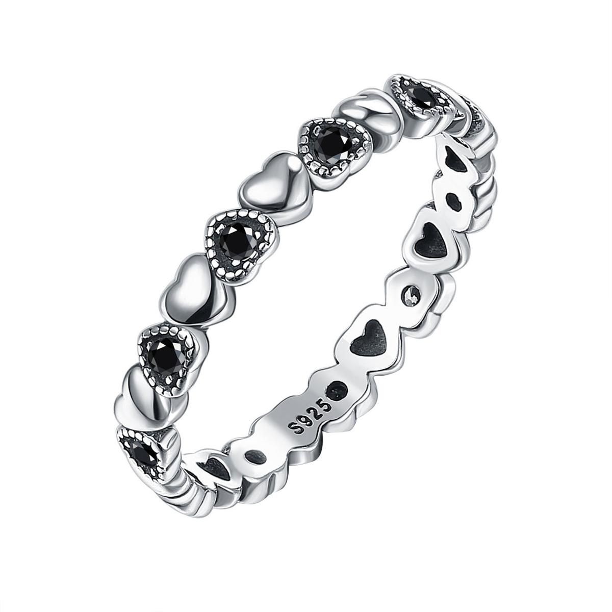 SILVERHOO Ring Heart Shiny Jewelry Fashion Heart Inlaid Cubic Zirconia Ring for Outdoor