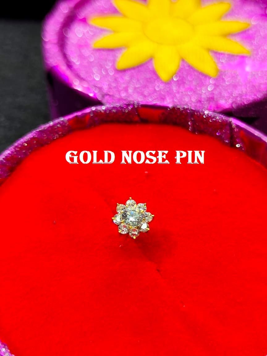 Exclusive Nine Star Design Nose Pin 18-K Carat Nose Pin , Nose Pins For Women And Girl,  New Model Nose Pin With Stone. Nose Ring. CD:T00.