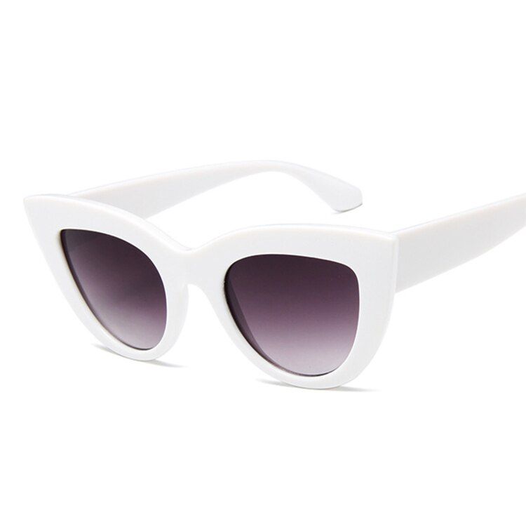 WhiteGray2020 Fashion Cute Retro Cat Eye Sunglasses Women Vintage Brand Designer Cateye Oval Sun Glasses For Female Ladies UV400