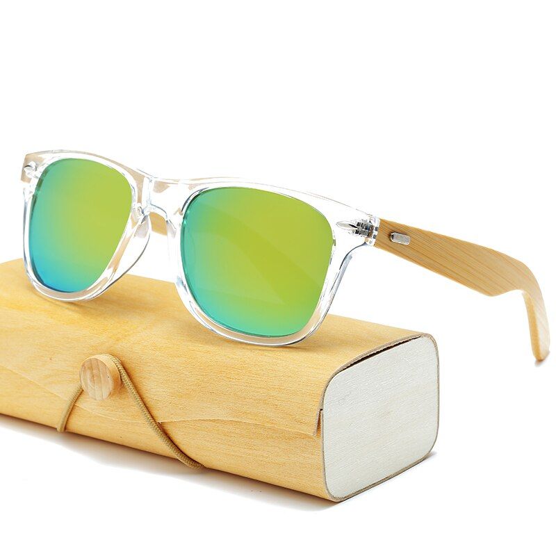 1501KP C14 CASEWood Sunglasses Men women square bamboo Women for men women Mirror Sun Glasses retro de sol masculino 2021 Handmade with case