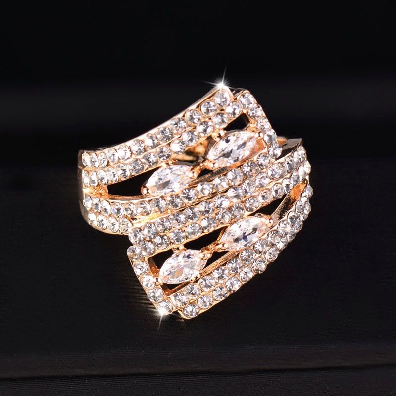 SINLEERY Multilayer End To End Wedding Rings Yellow Gold Silver Color Cubic Zirconia Crystal Rings For Women Jewelry JZ062 SSB