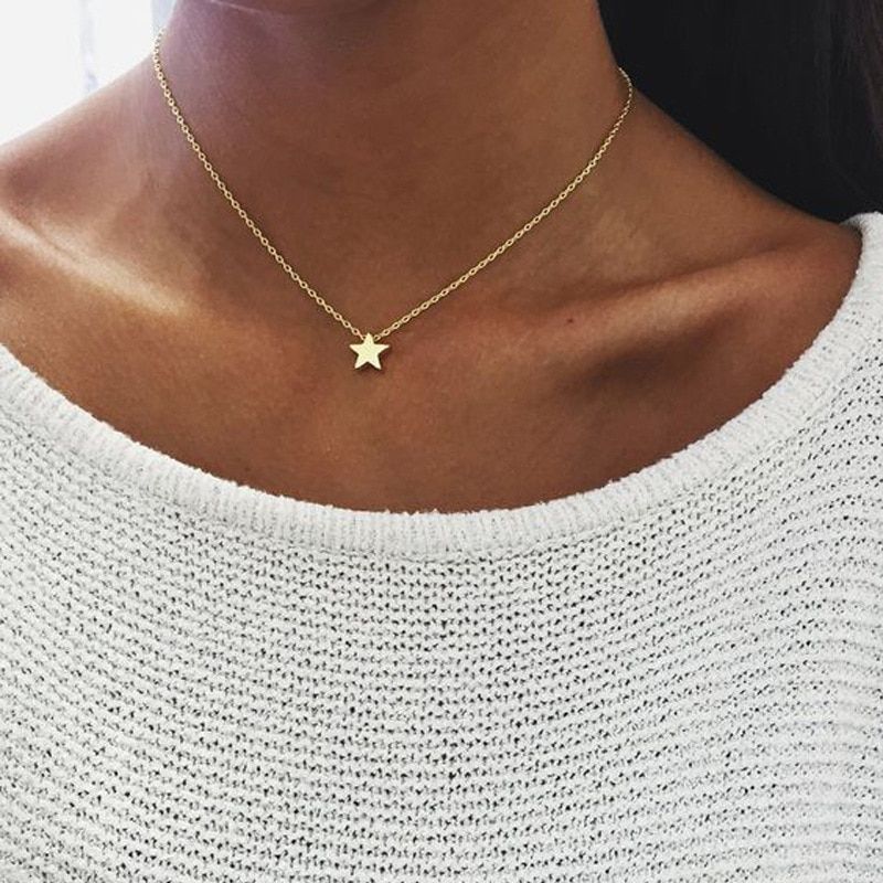 Women Chocker /Color Chain Star Heart Necklace Jewelry Collana Kolye Bijoux Collares Mujer Collier