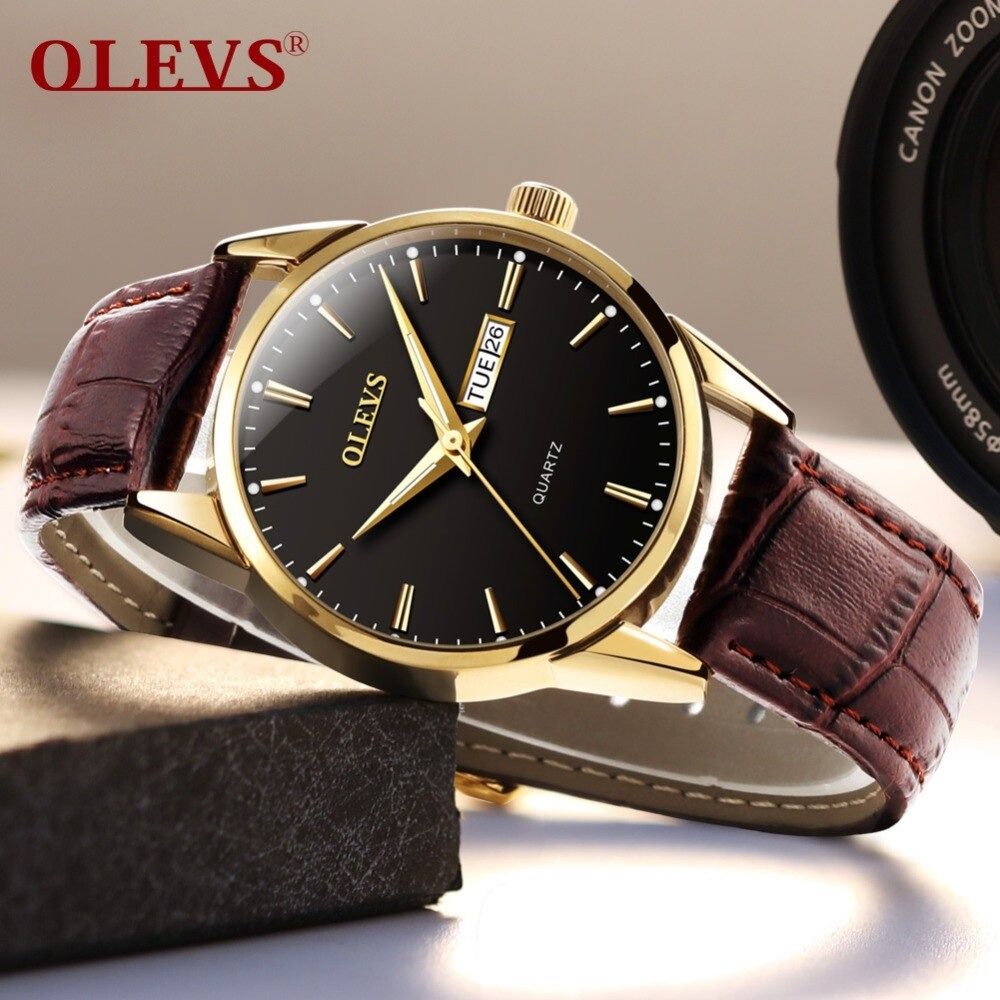 OLEVS  6898  men leather watch