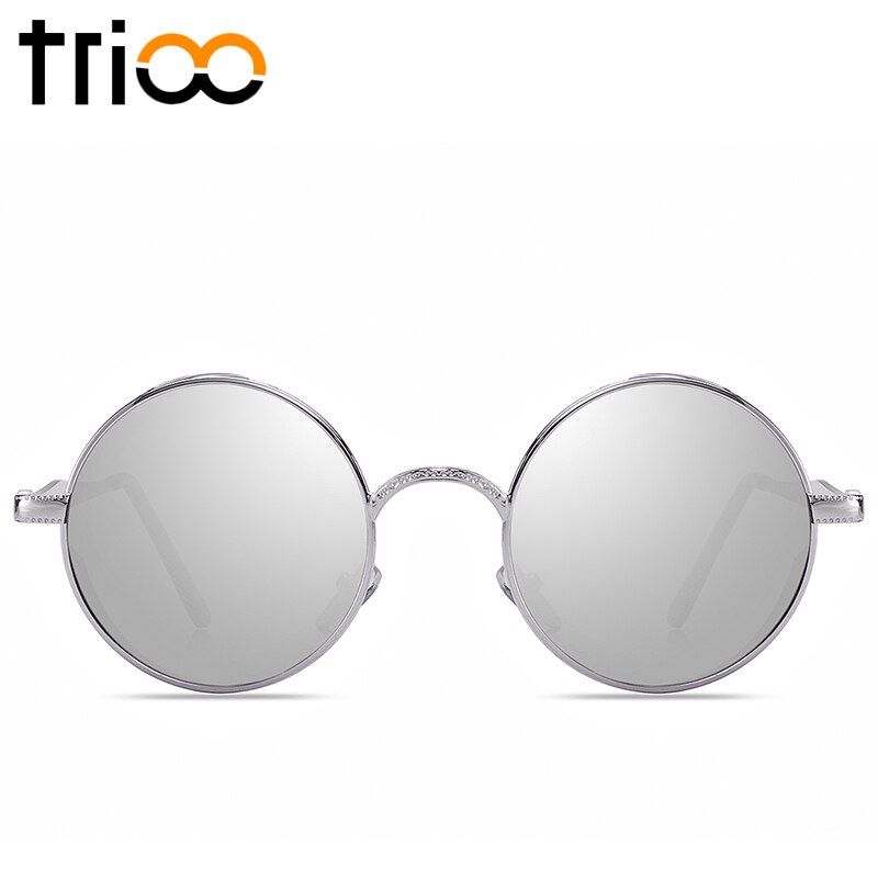 5TRIOO Round Steampunk Sunglasses Men Polarized Driving Sun Glasses for Men Metal Carving Punk Shades Driver Vintage Glasses Male